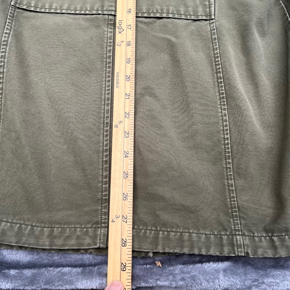 LL Bean Womens Field Coat Barn Jacket Olive Green Corduroy Trim Plaid Lined L - Picture 6 of 10
